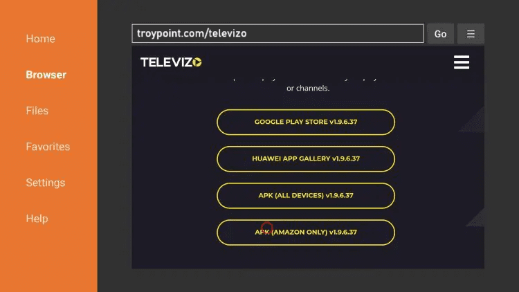 Adres URL TELEVIZO w Downloaderze